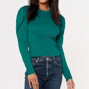 Bobi USA Pleated Sleeve Cropped Top NWT